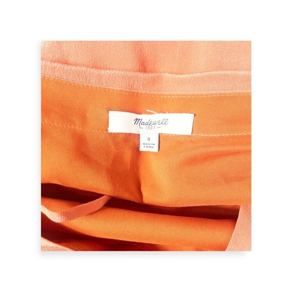 Madewell Orange 100% Silk Dress SZ 4 Cottagecore Slip - Picture 4 of 7